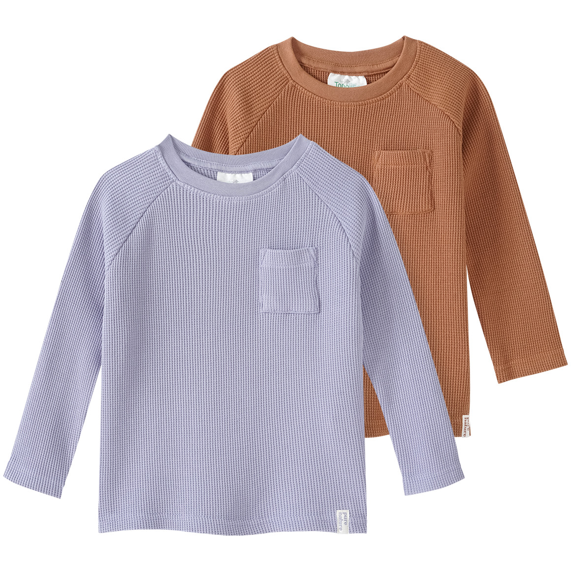 Topolino Pure Collection 2 Jungen Langarmshirts aus Waffel-Piqué terracotta / hellblau