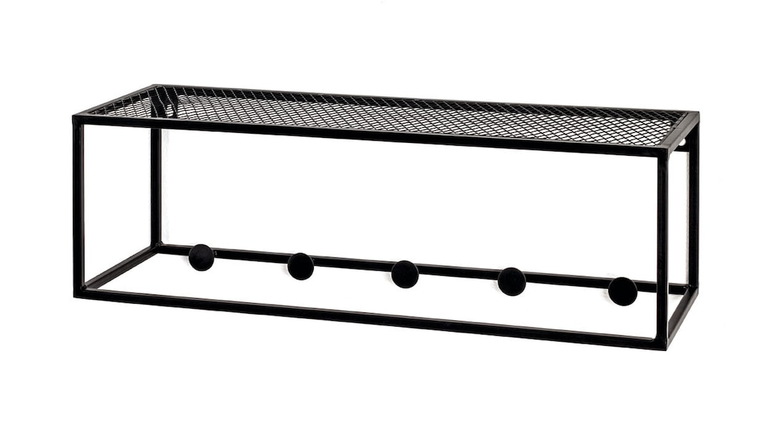 Wandgarderobe Leicester 5 Schwarz Metall 50 x 16 cm