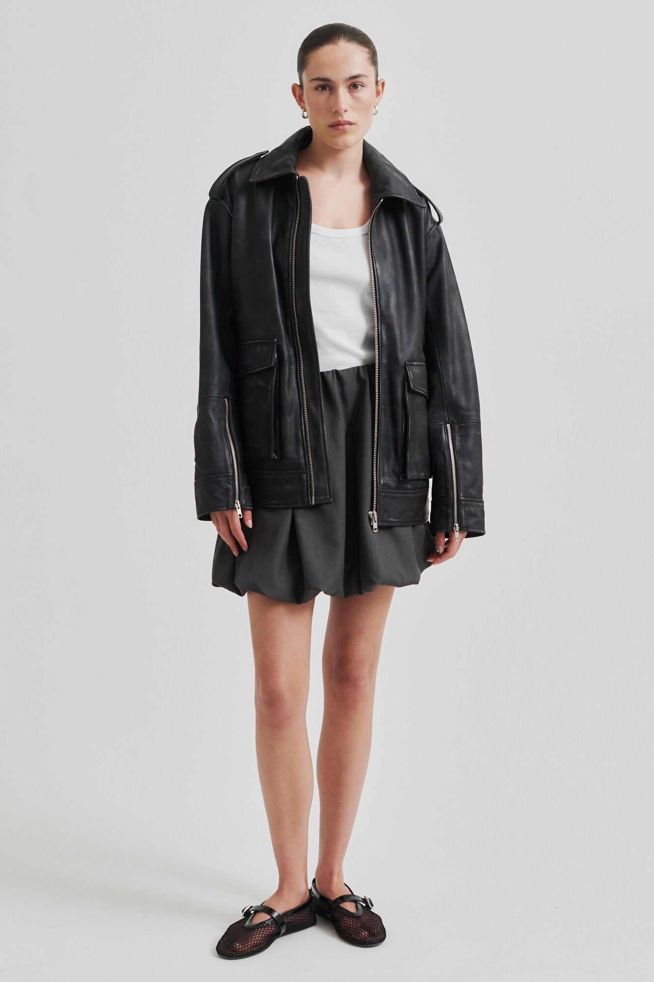 Second Female  Otilia kort nederdel - Dark grey melange