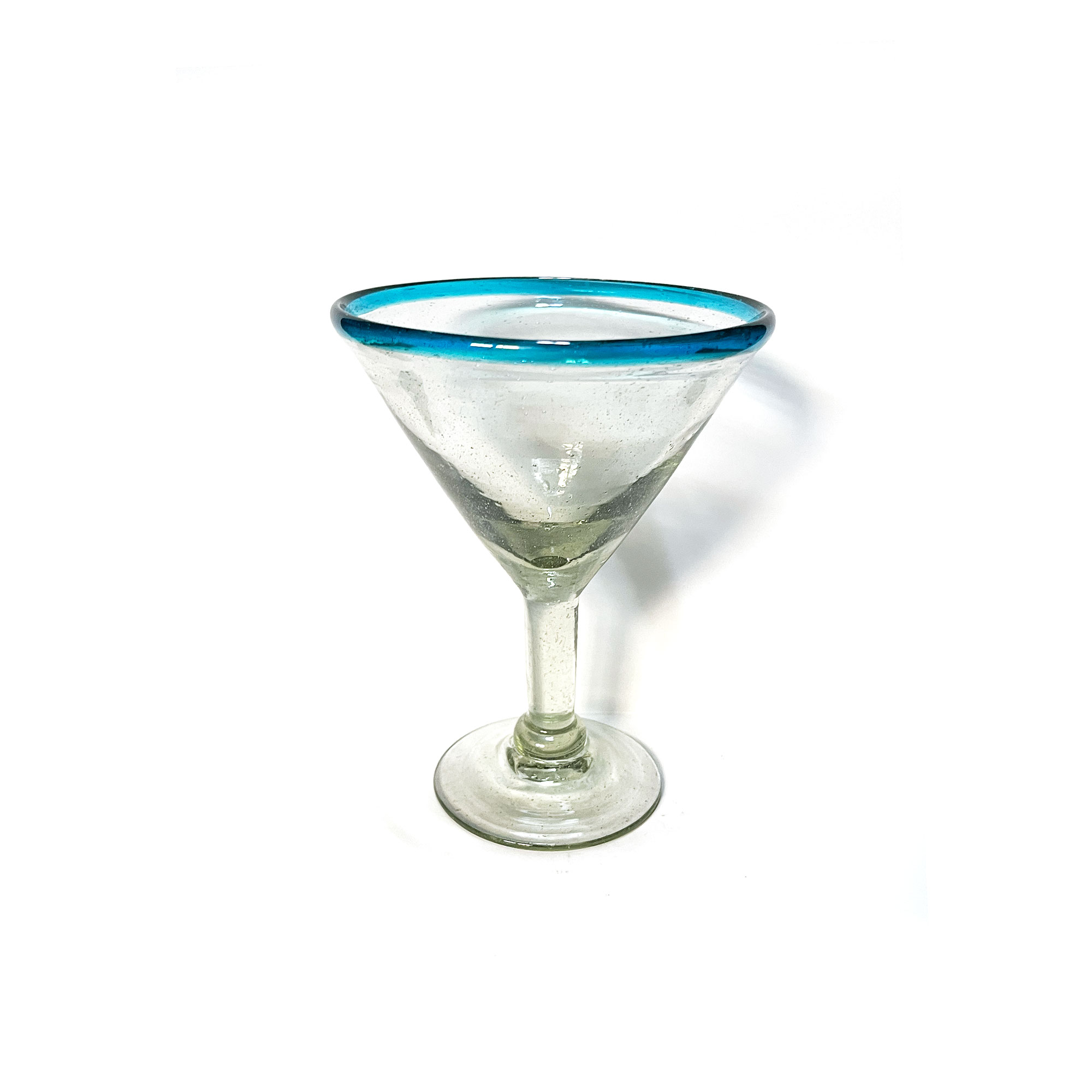 Martiniglas mit blauem Rand, mundgeblasen, H 16 cm, Ø 12 cm zu 8,80
