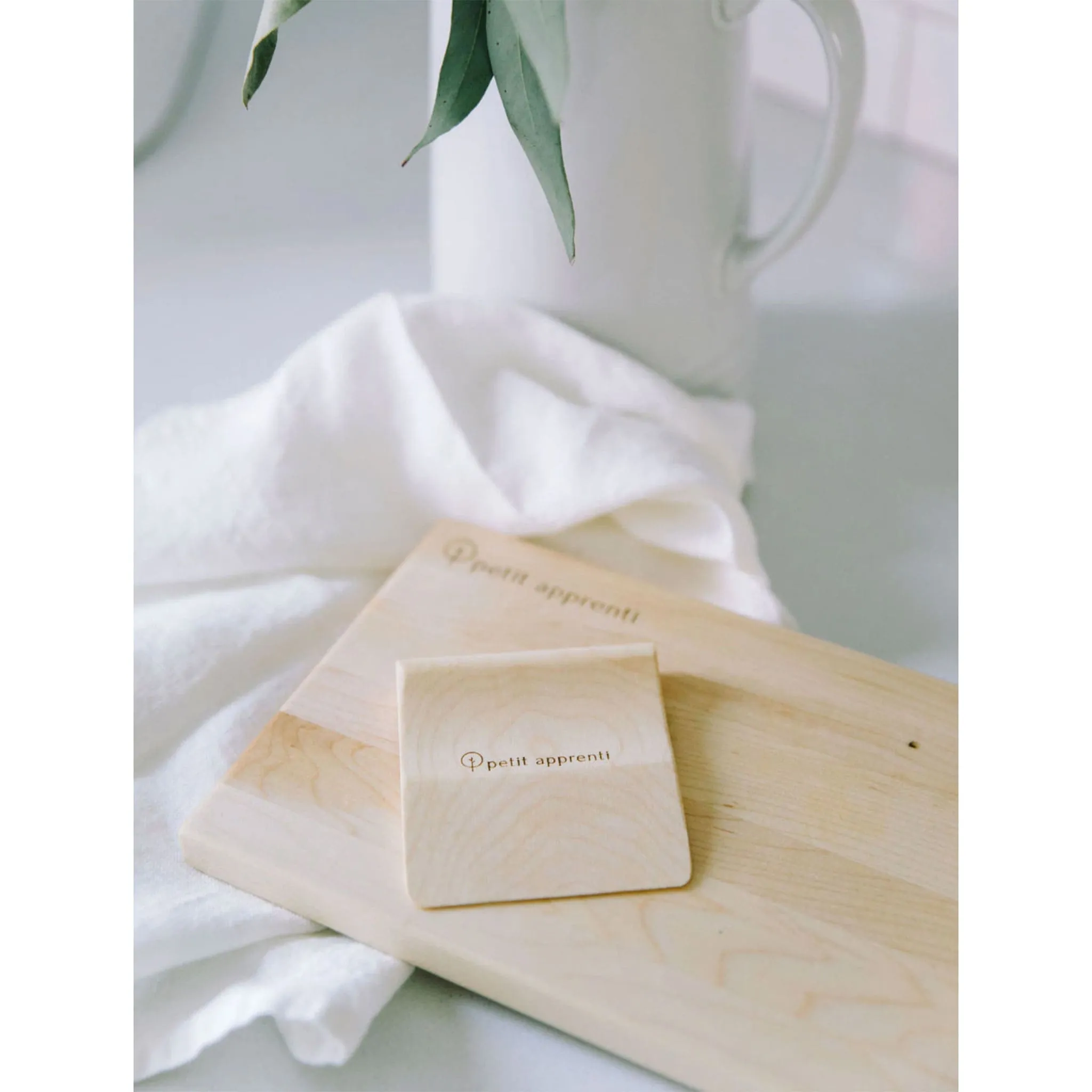 Petit Apprenti Ensemble de Couteau Sécuritaire et Planche à Découper en Bois pour Enfants
