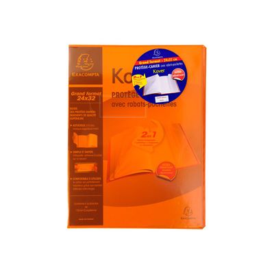 Exacompta Kover - Protège cahier avec rabats-pochettes - 24 x 32 cm - Disponible dans différentes couleurs translucides
