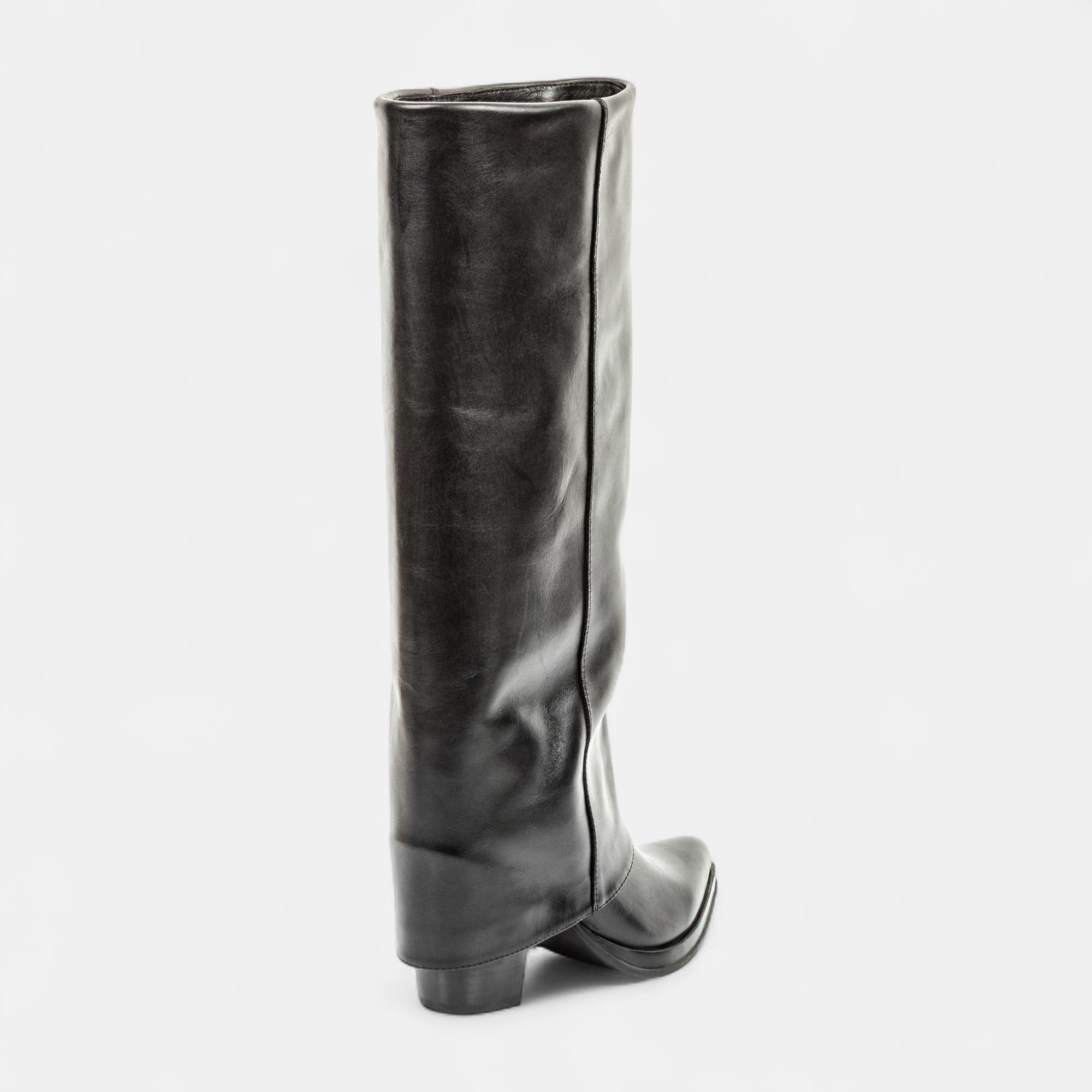 Bottes à talon Femme en cuir noir