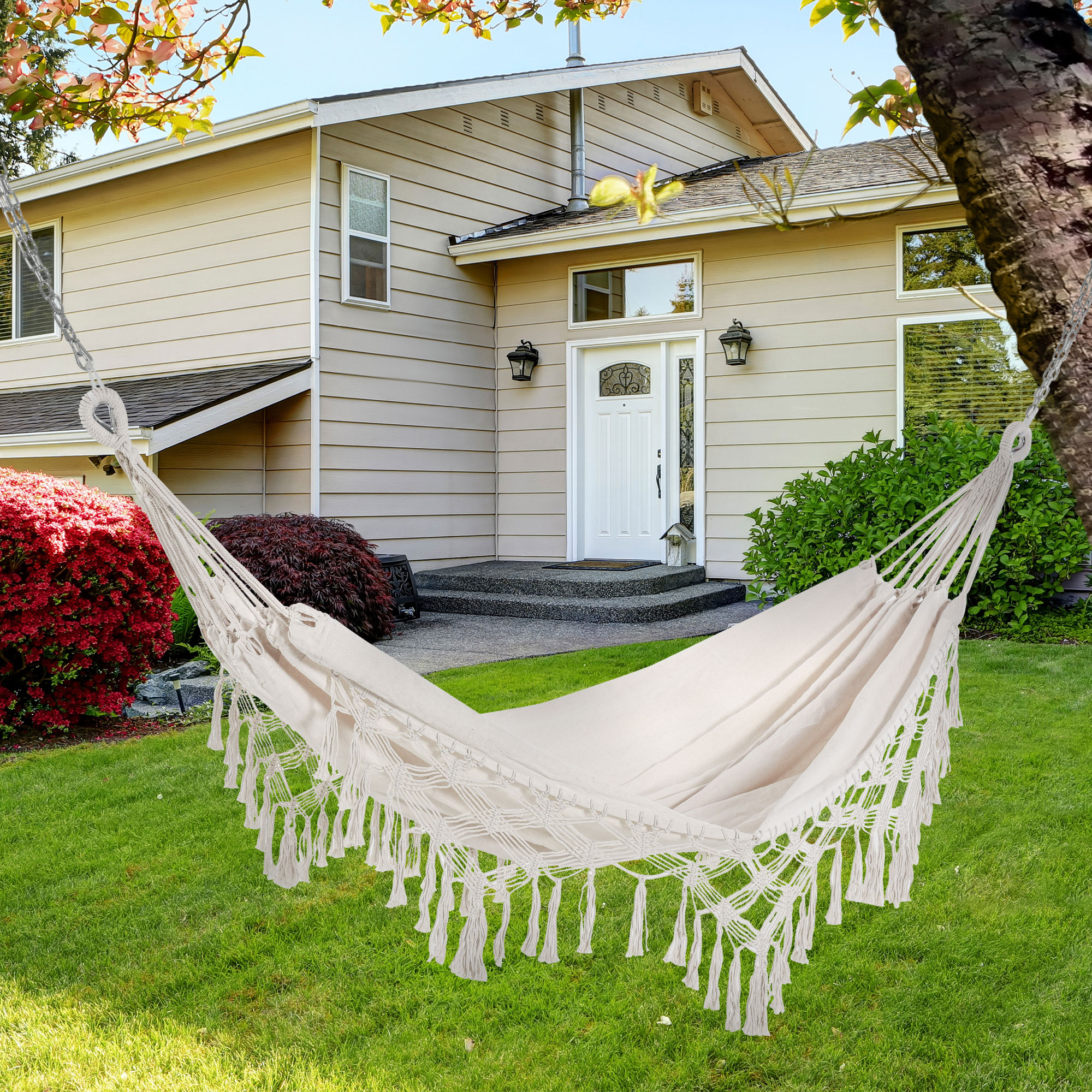 Rede suspensa Outsunny cor creme