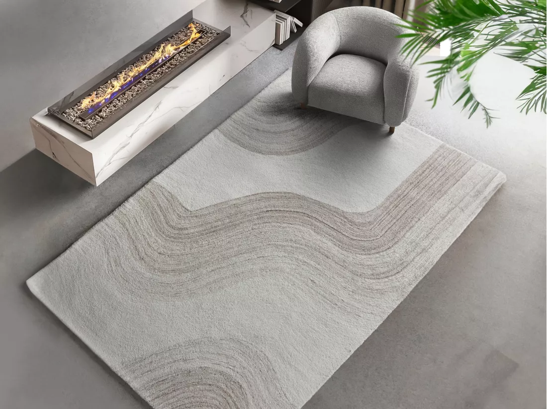 Tapis 100% laine fait à la main - 200 x 290 cm - 1800g/m2 - Beige et taupe - AZARIA
