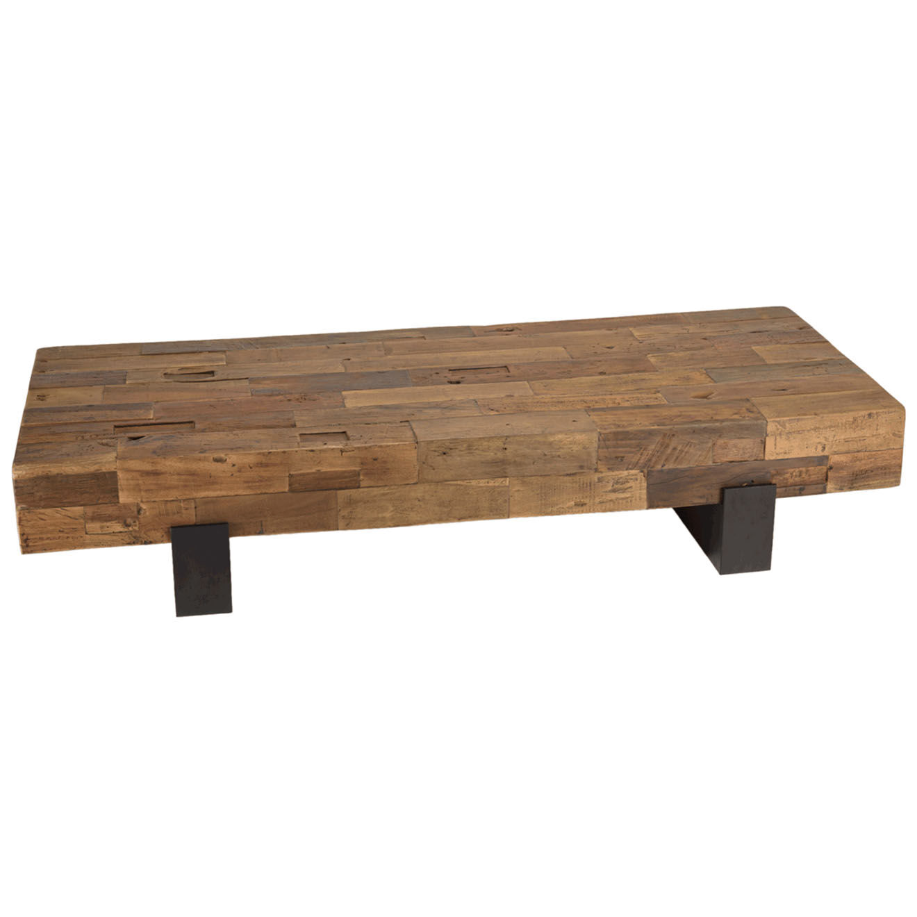 Macabane Table basse poutres bois massif Leonce bois - 160.5x63.5x30.5 cm