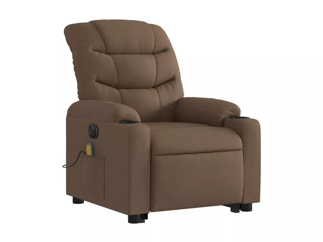 Fauteuil inclinable massant électrique Marron Tissu