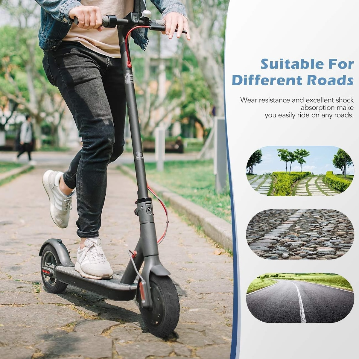 2 pakke 8,5 tommer hult solid dekk til Xiaomi M365 elektrisk scooter med brekkjern Sort