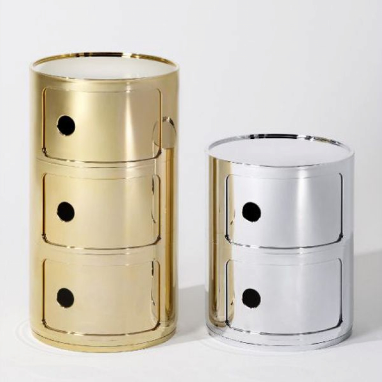 Kartell Componibili kast nachtkast metallic (2 comp.) Ø32 chroom