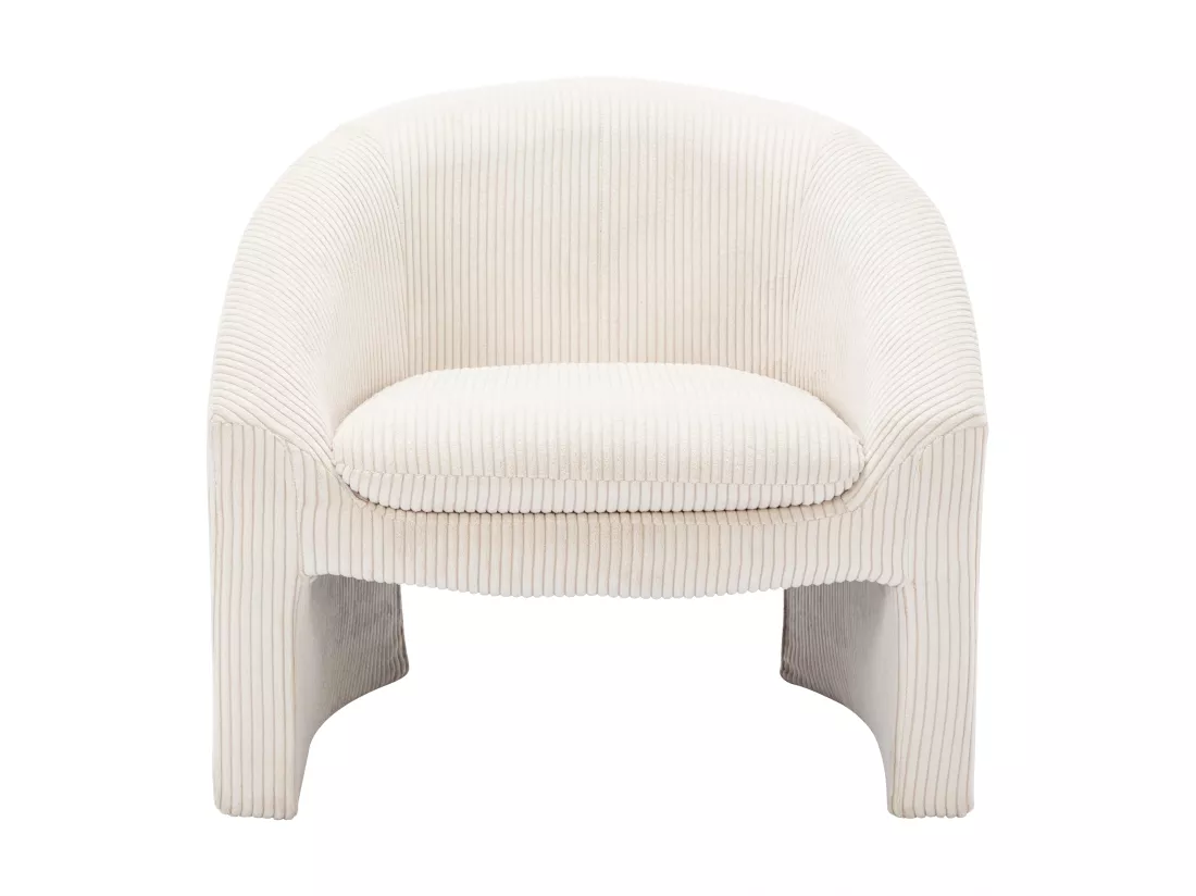 Fauteuil en velours côtelé crème OSSANA