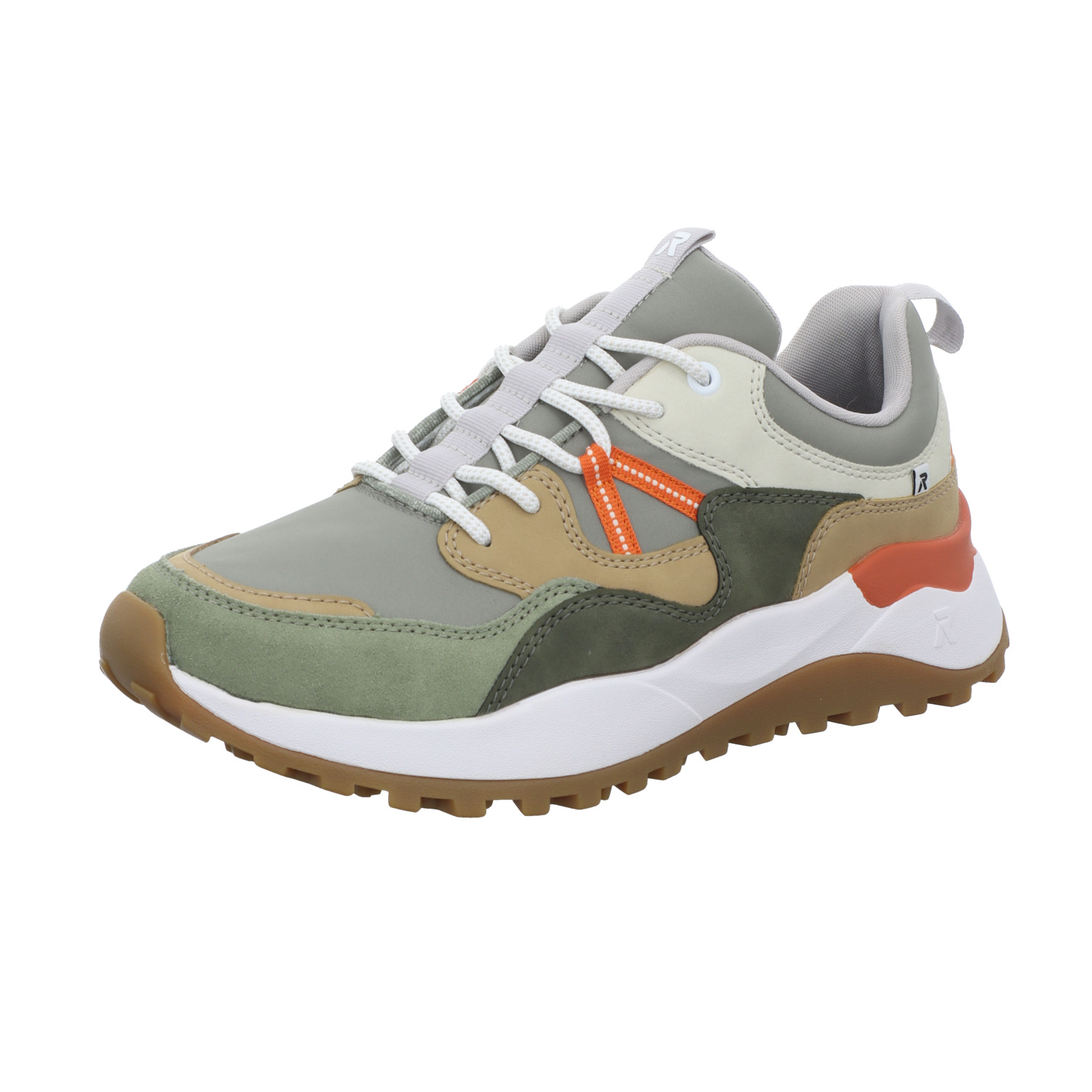 Rieker Herren-Sneaker Pistazie-Beige-Braun-Weiß-Mehrfarbig