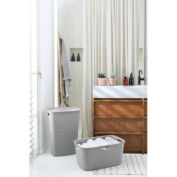 Curver Softex wasmand met deksel - 56L - taupe