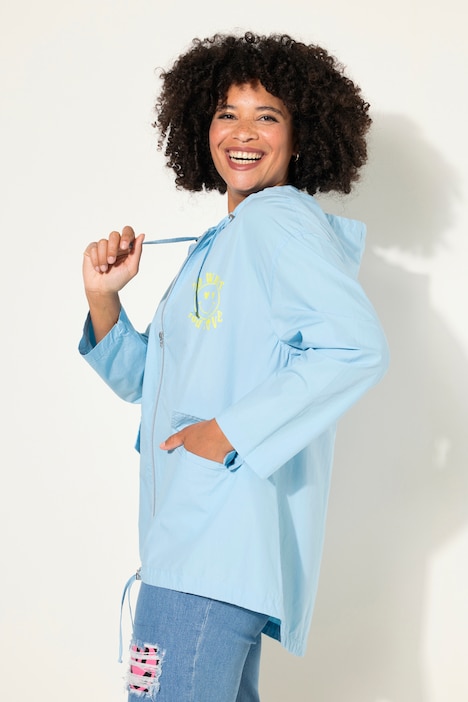 Jacke, oversized, Kapuze, Zipper, Langarm