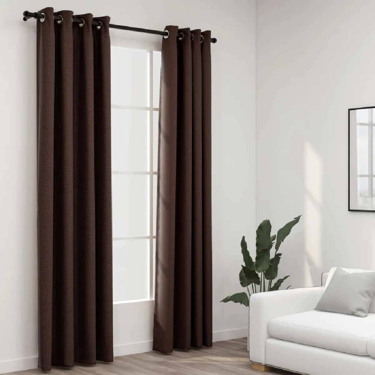 vidaXL Rideaux Occultants Lin Taupe - 140 x 245 cm