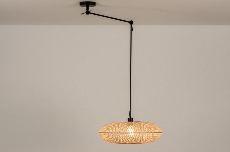 Lumidora - Hanglamp 31226 - Rotan - Zwart - Bruin - Naturel - E27 - ⌀ 50 cm