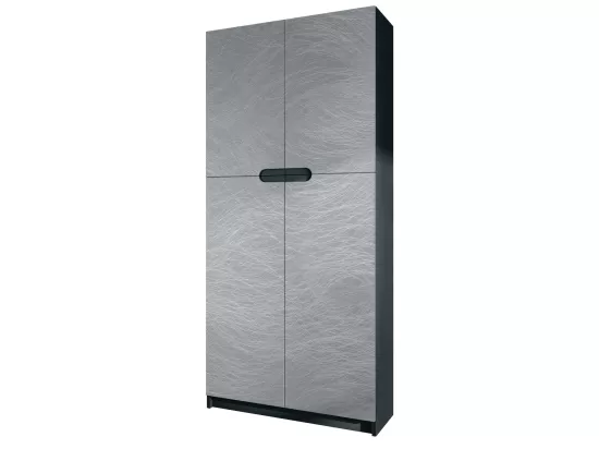 Armoire De Bureau Noir Mat Et Aspect Métal Rayé(lxhxp) : 82 x 185 x 37