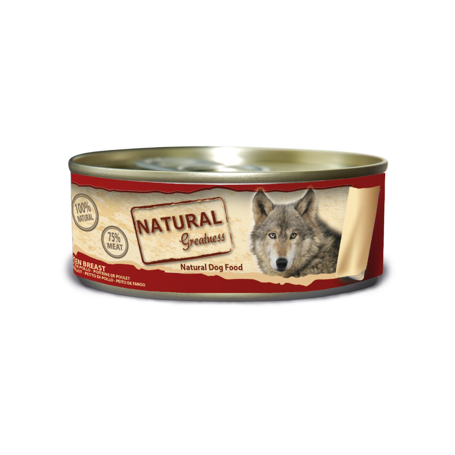 Peito de frango Natural Greatness em lata para cães