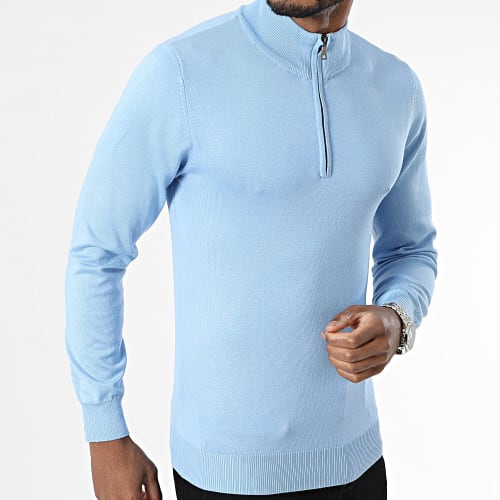 Pull Col Zippé Bleu Marine