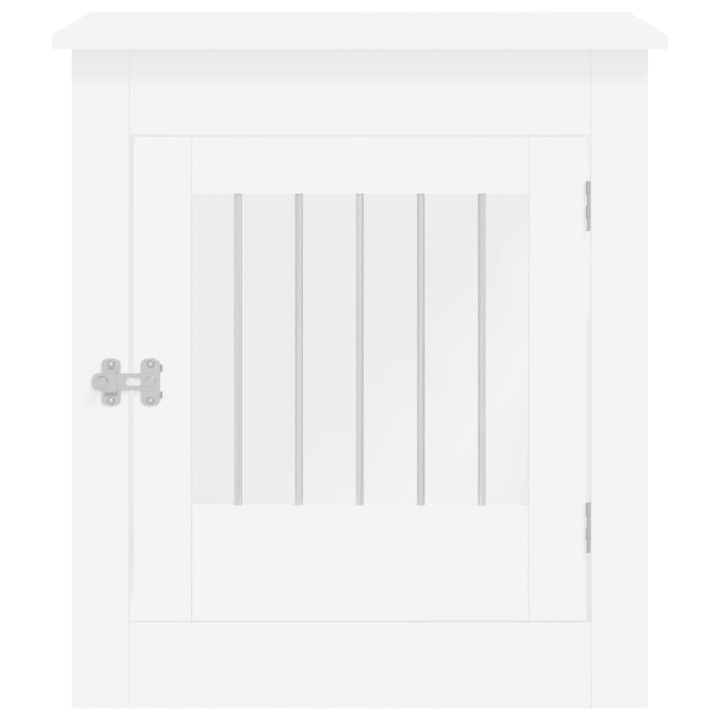 Meuble de cage pour chiens blanc 64,5x80x71cm bois d'ingénierie
