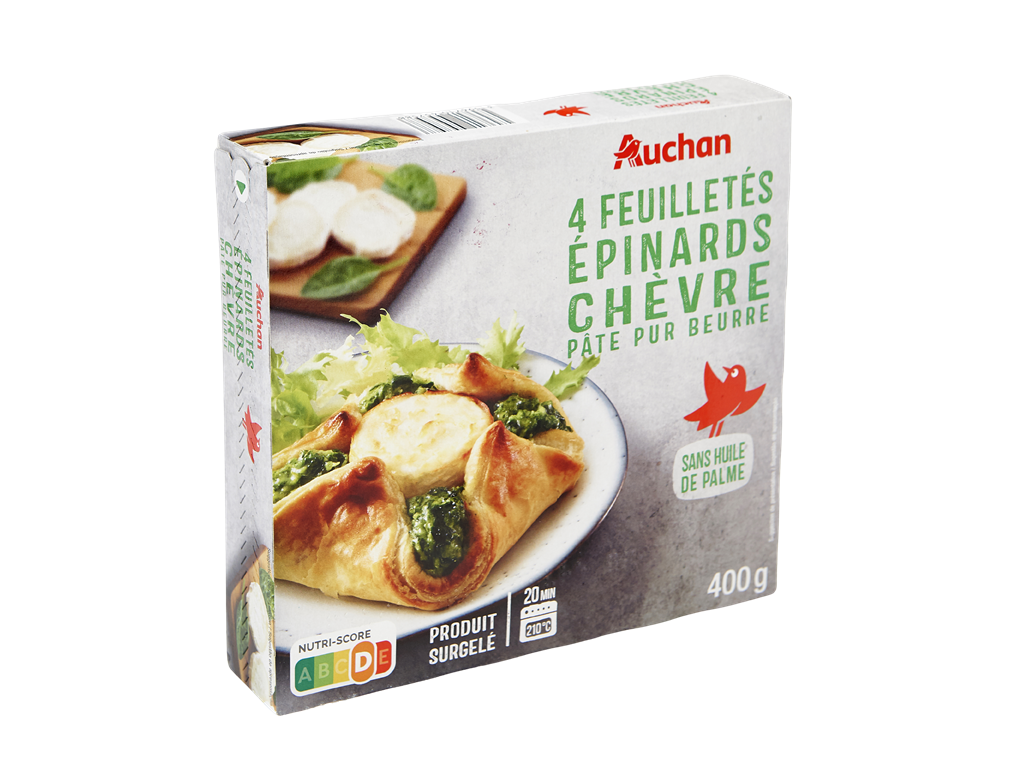 FOLHADO AUCHAN DE ESPINAFRES E QUEIJO CABRA 4UN 400G