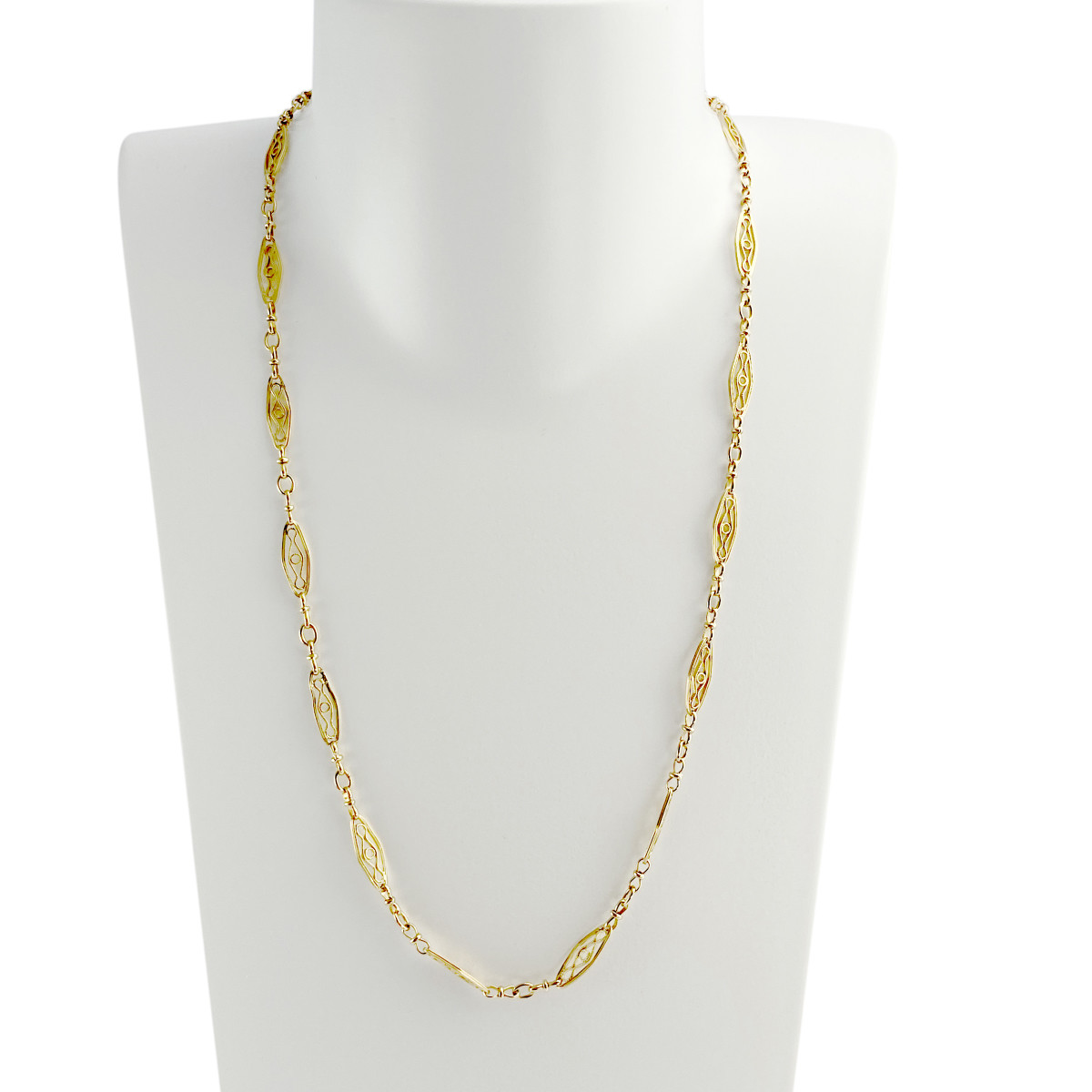 Collier d'occasion or 750 jaune maille filigrane 47 cm