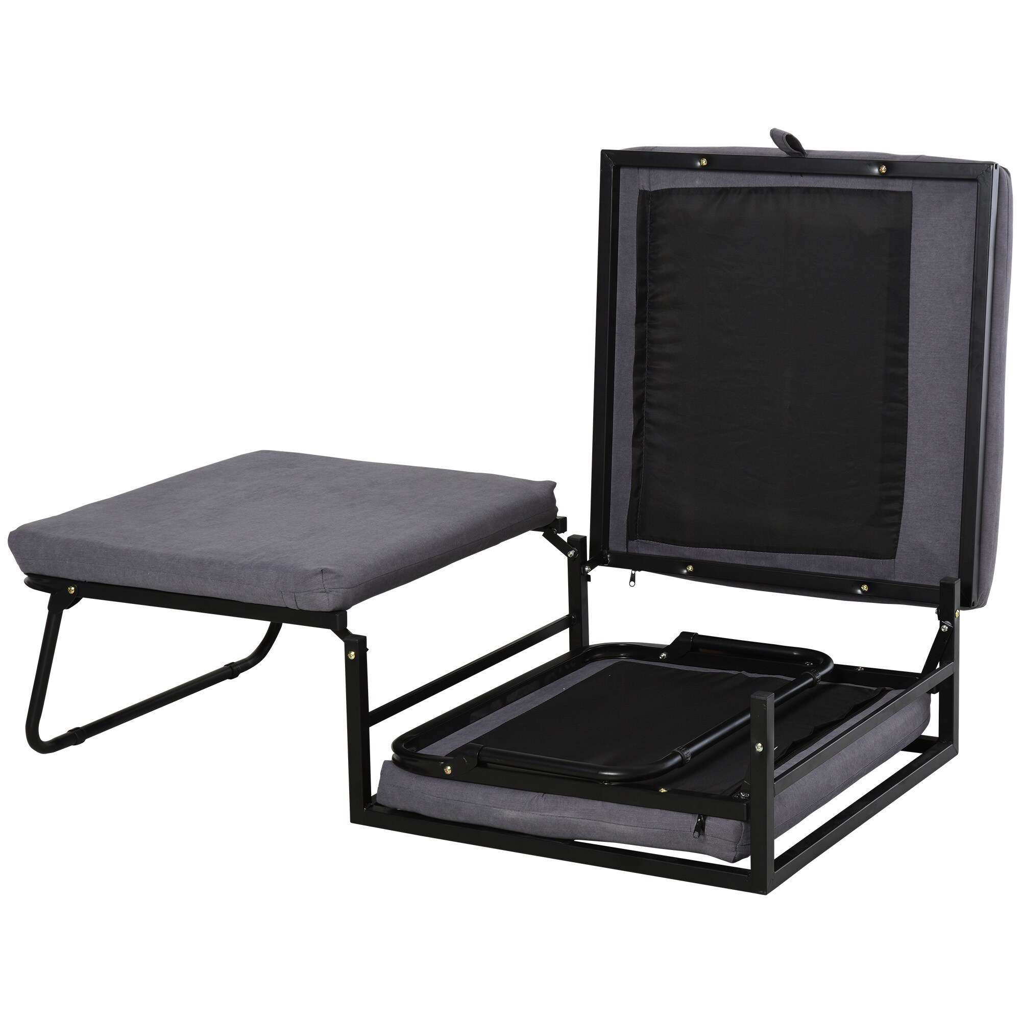 HOMCOM 2-in-1 Schlafsofa auch als Hocker grau 192 x 68 x 37 cm (LxBxH)
