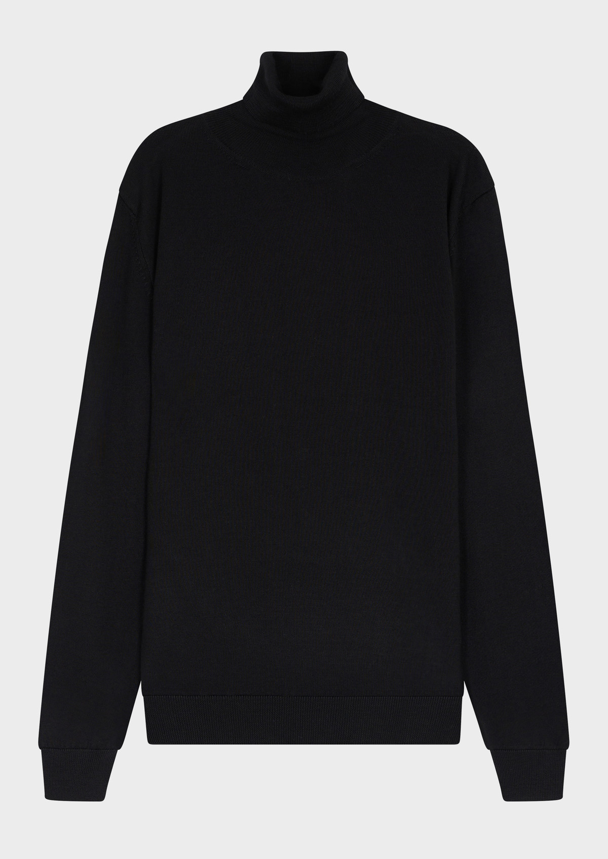 Pull col roulé en laine Mérinos mélangée unie noire