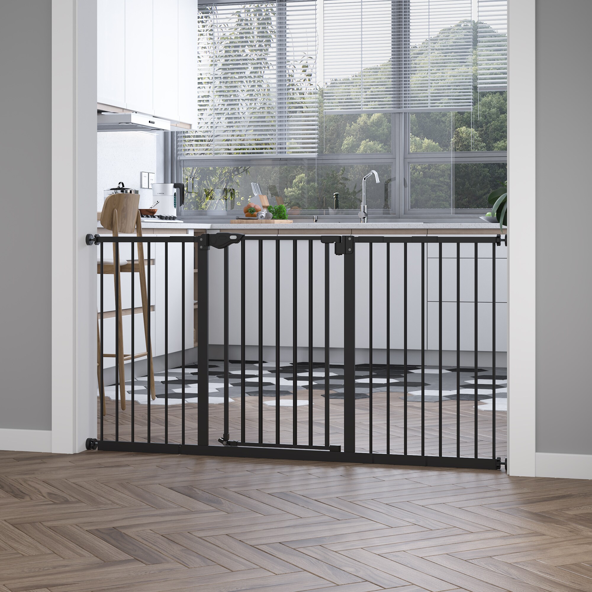 PawHut Absperrgitter ohne Bohrung schwarz 136,3B x 2T x 76,2H cm