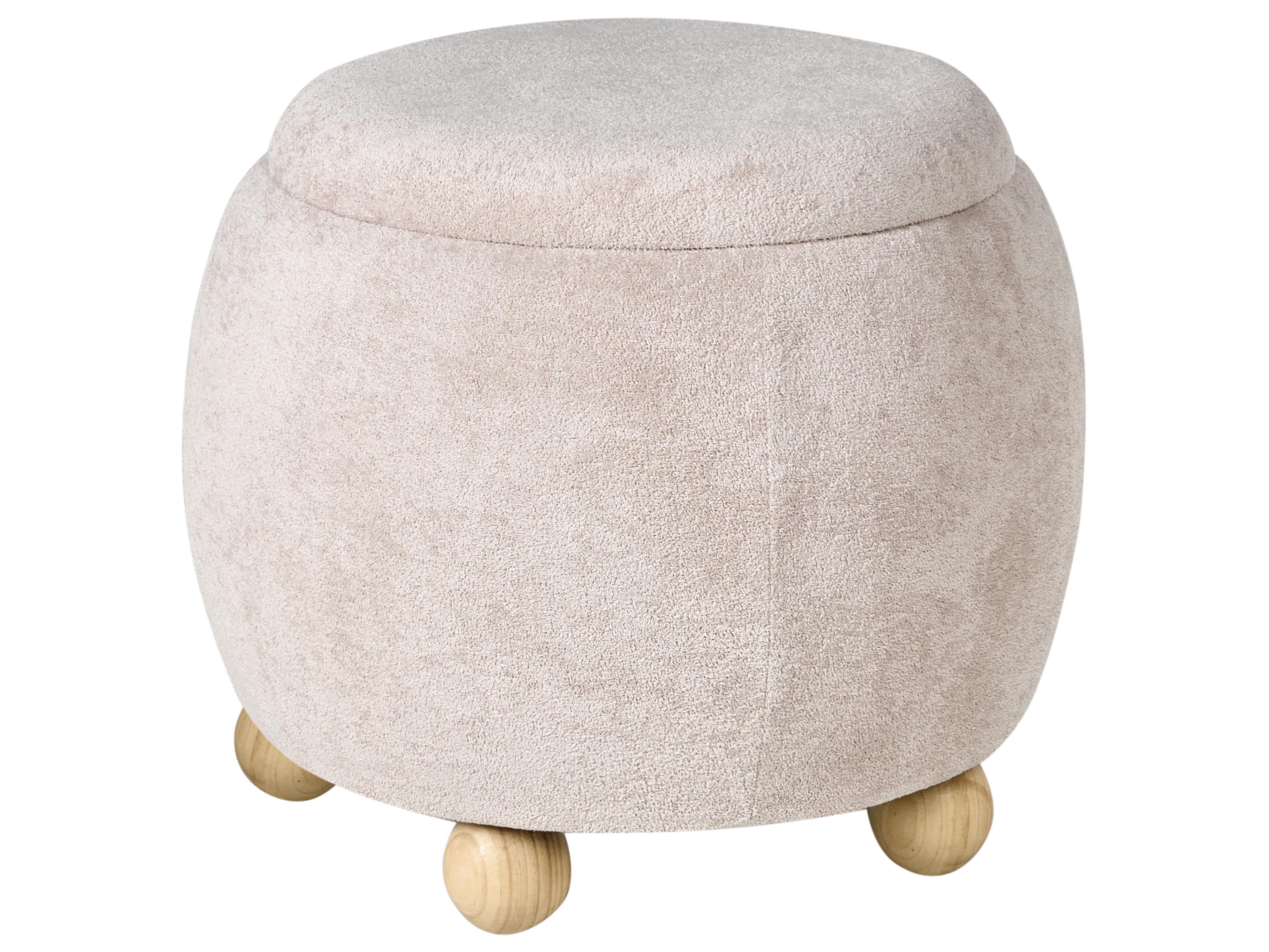 Poef met opbergruimte ANNABELLA Bouclé Lichtbeige