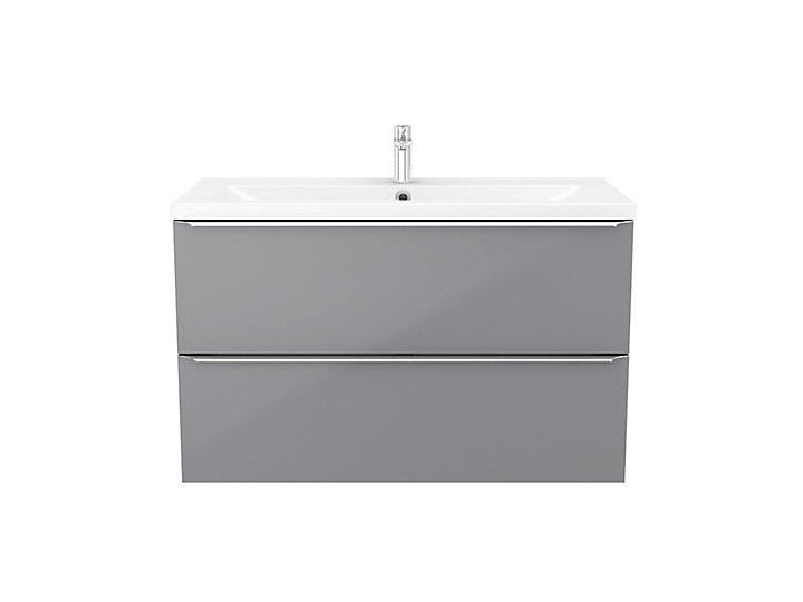 Meuble sous vasque à suspendre GoodHome Imandra gris 100 cm + plan vasque Mila
