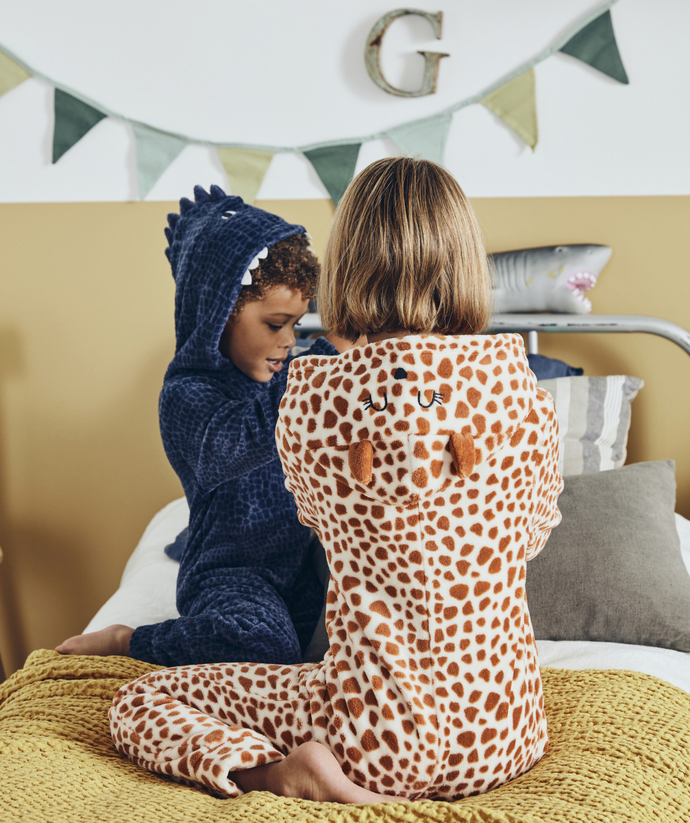 SURPYJAMA POLAIRE FILLE MOTIF ANIMALIER ORANGE