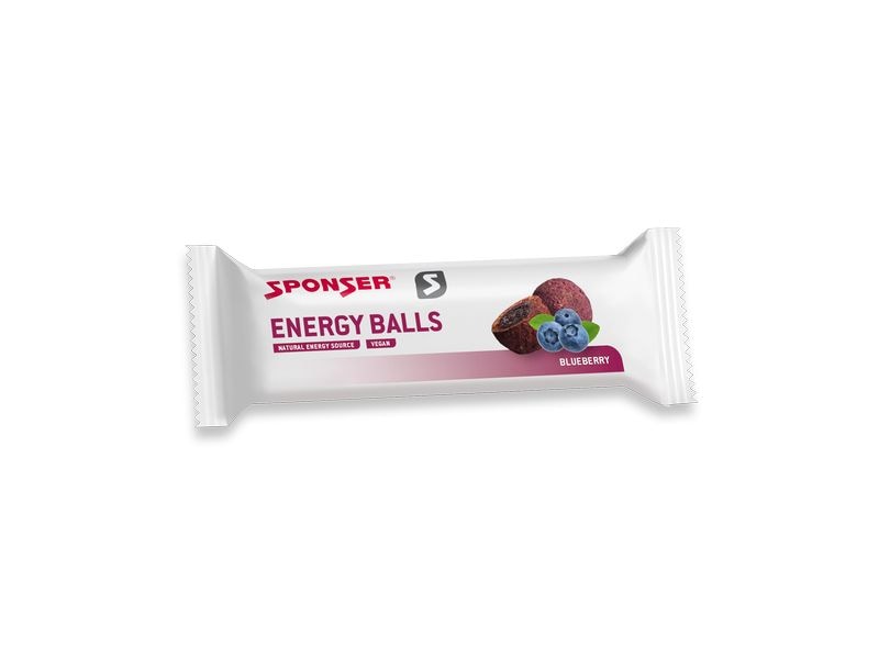 Sponser Energyballs Blueberry, 18 x 45g Fruchtige Energiebällchen für sportliche Aktivitäten