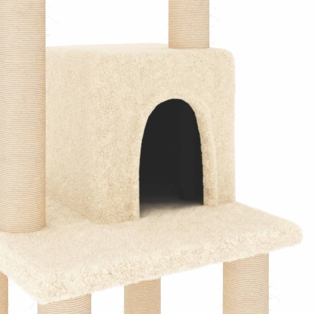 Arranhador para gatos Vidaxl com toca, cor creme