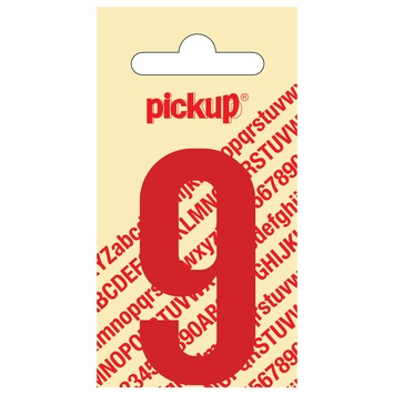 Pickup plakcijfer 9 rood glans 60 mm