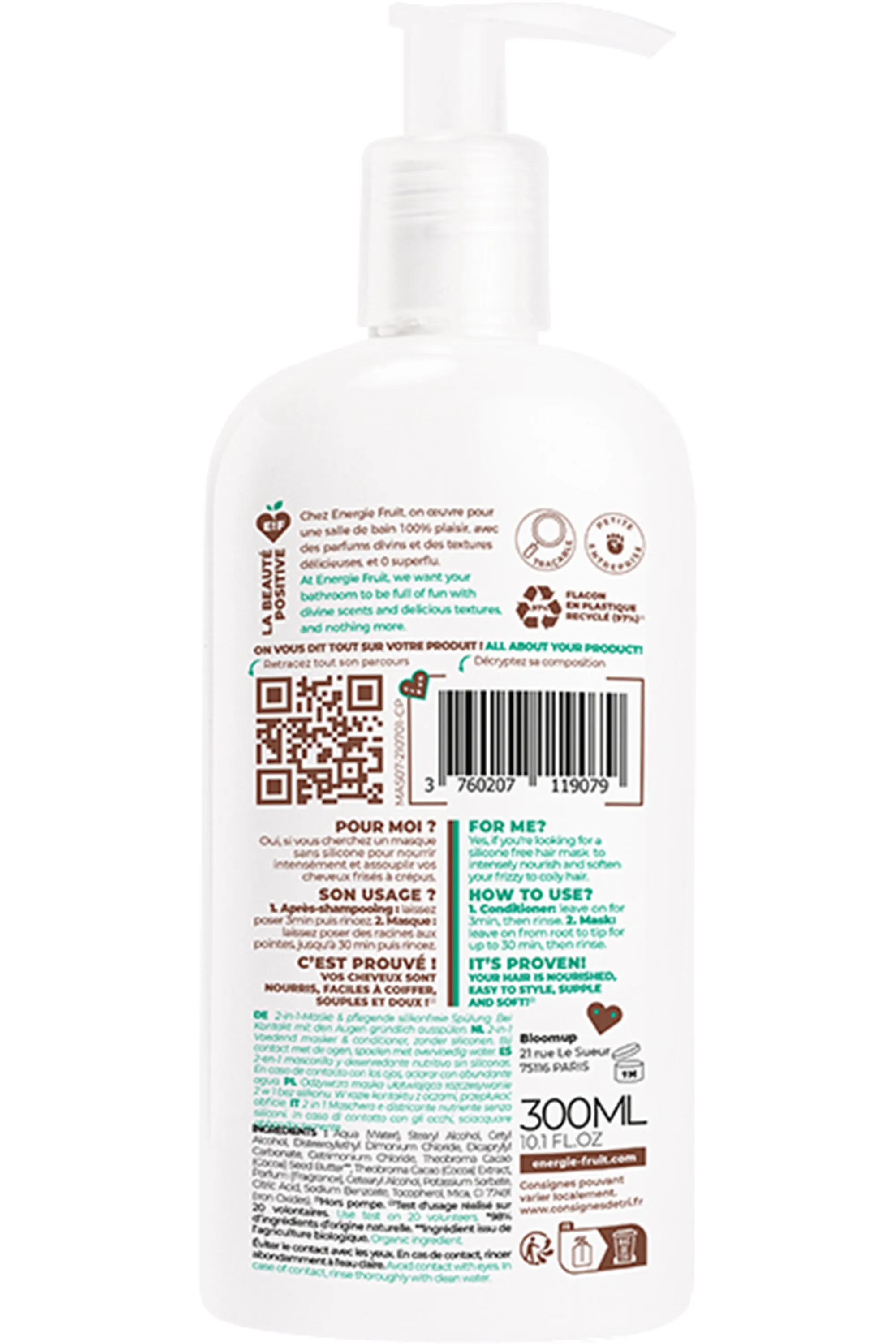 Energie Fruit Masque cacao Nutrition intense cheveux frisés à crépus-300 ml