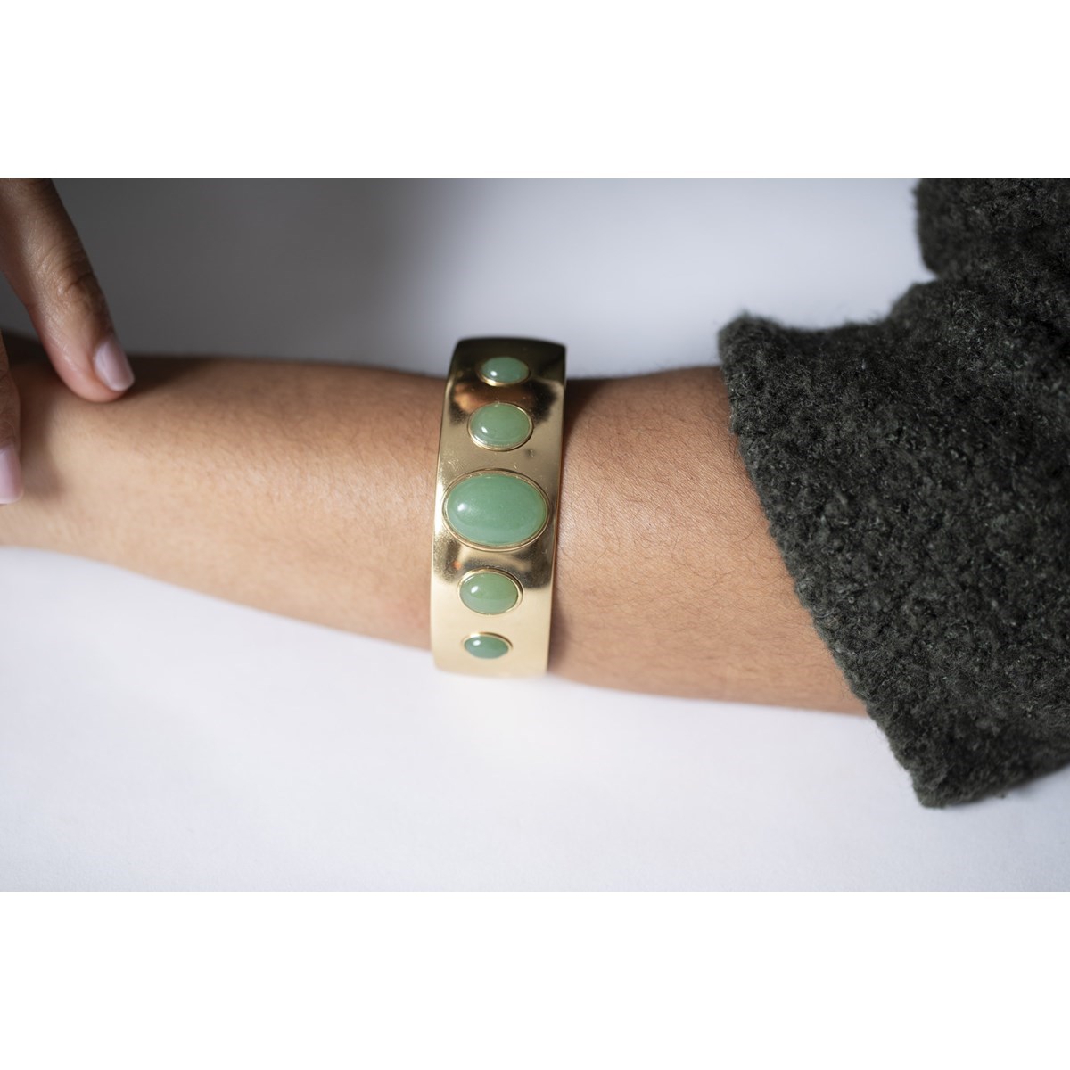 Bracelet en Acier 316L et aventurine naturelle - jaune brillant