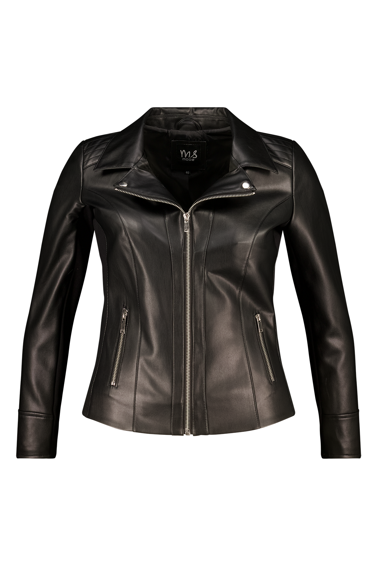 Leerlook jasje met zilveren details Zwart
