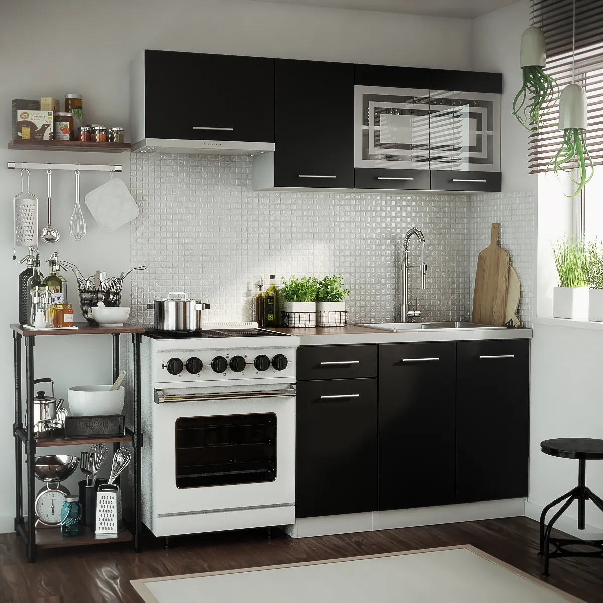 DUSINE Cuisine GIOVANNA 5 Éléments - Noir Mat