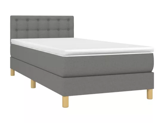 Sommier tapissier avec matelas et LED Gris foncé 90x190cm Tissu