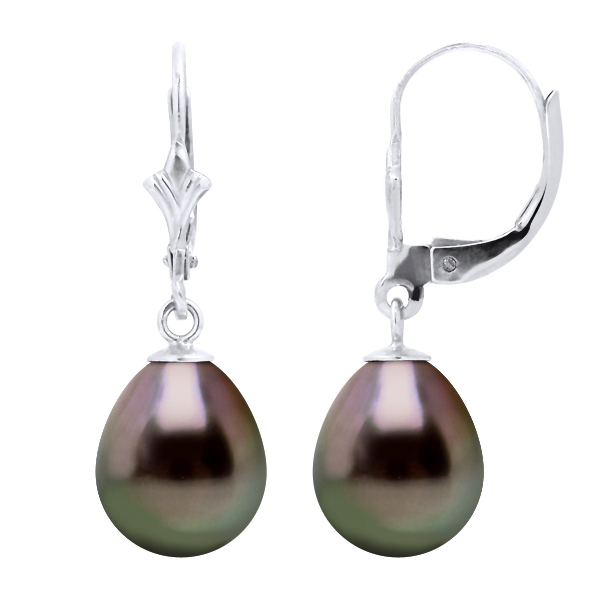 STELLA - Boucles d'Oreilles Perles de Tahiti 9-10 mm Or Blanc