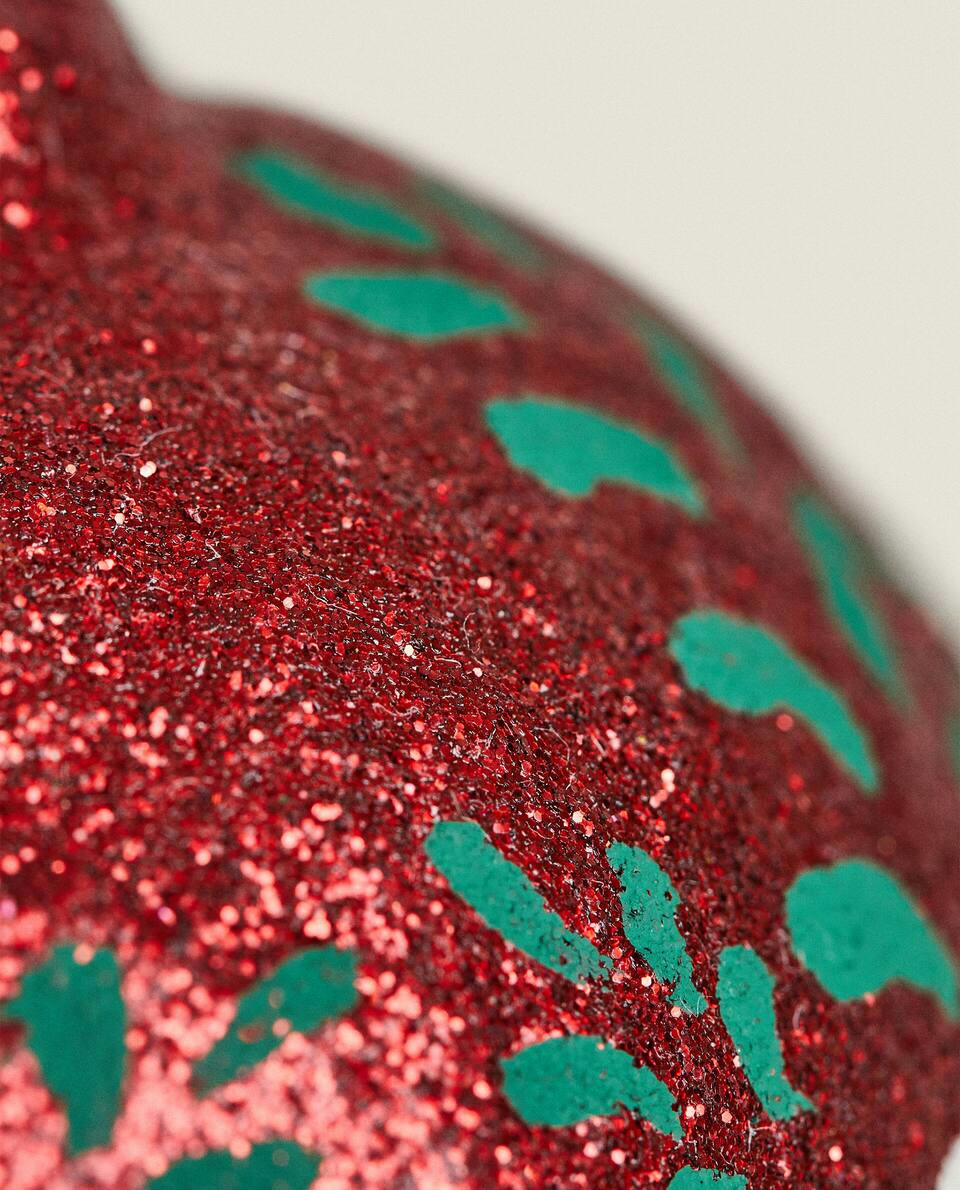 DECORAÇÃO DE NATAL COM BOLA DE FLORES COM GLITTER