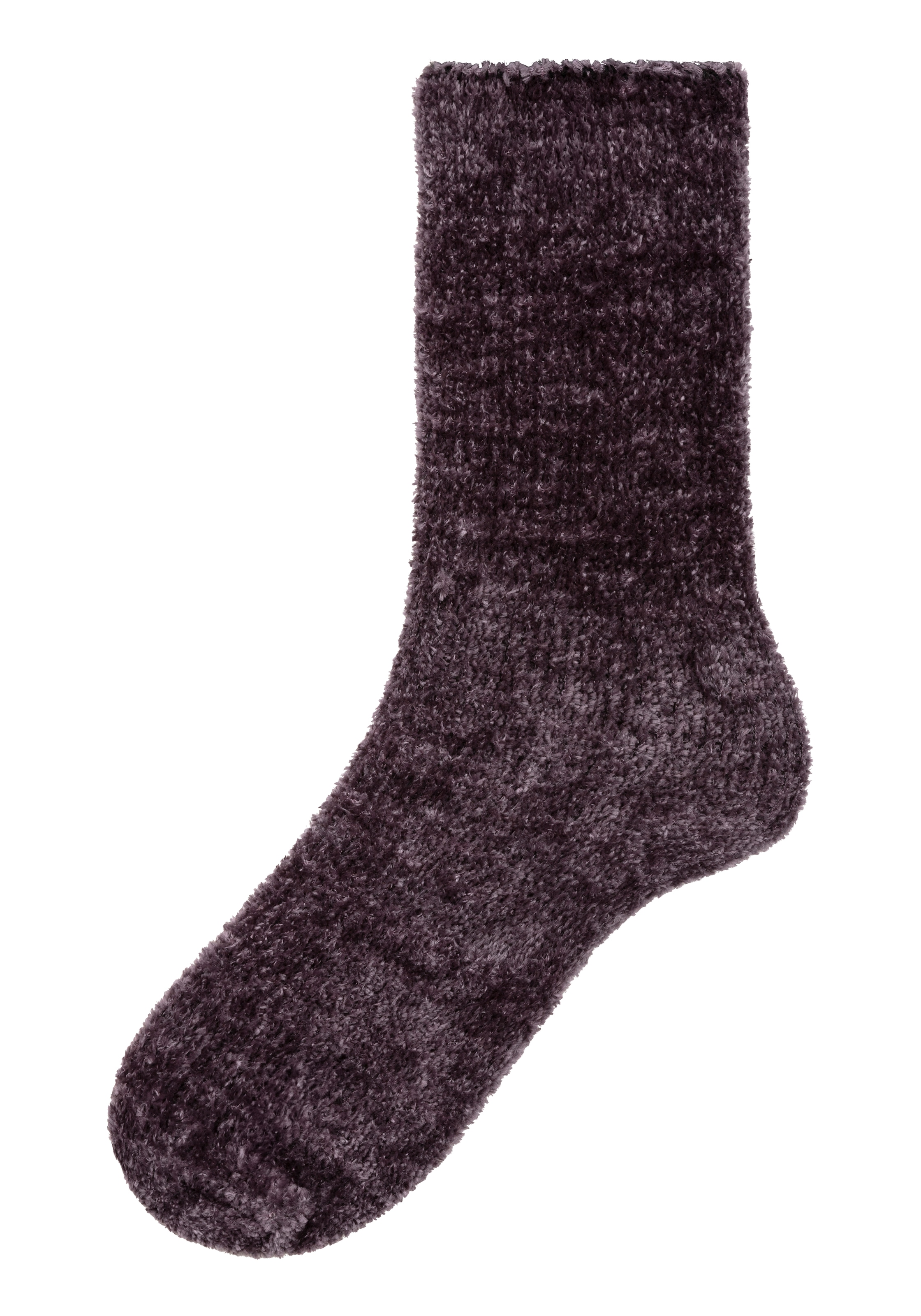 Lavana Kuschelsocken Packung, 5 Stk. tlg. Bettsocken aus weichem, leicht glänzendem Chenillegarn