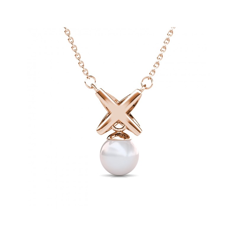 Collier Chris Pearl - Or Rosé et Cristal