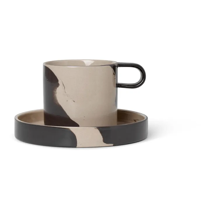 Ferm Living Tasse Inlay avec soucoupe | Gris