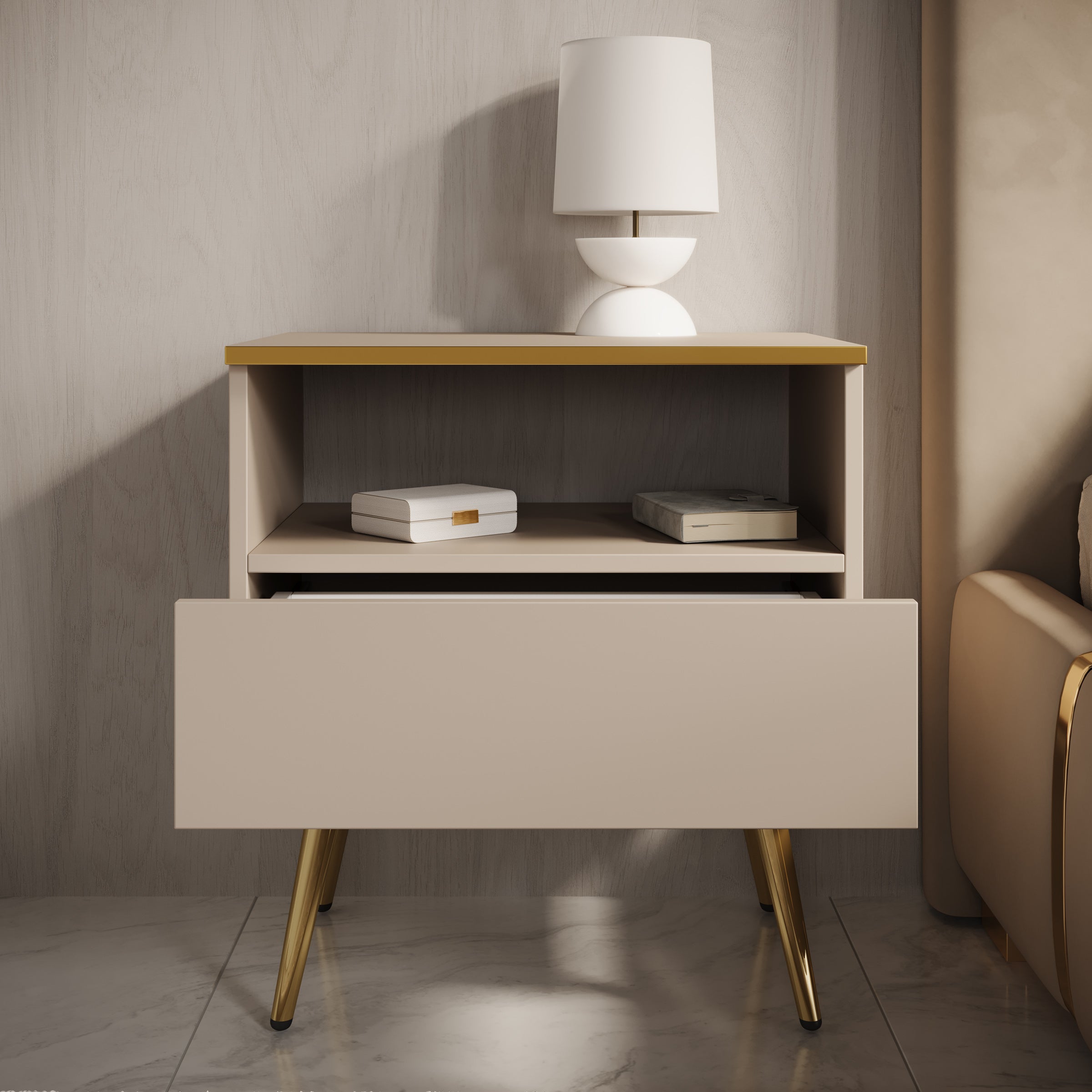 Orleans - Nachtkastje - Beige - 54x39x59 cm