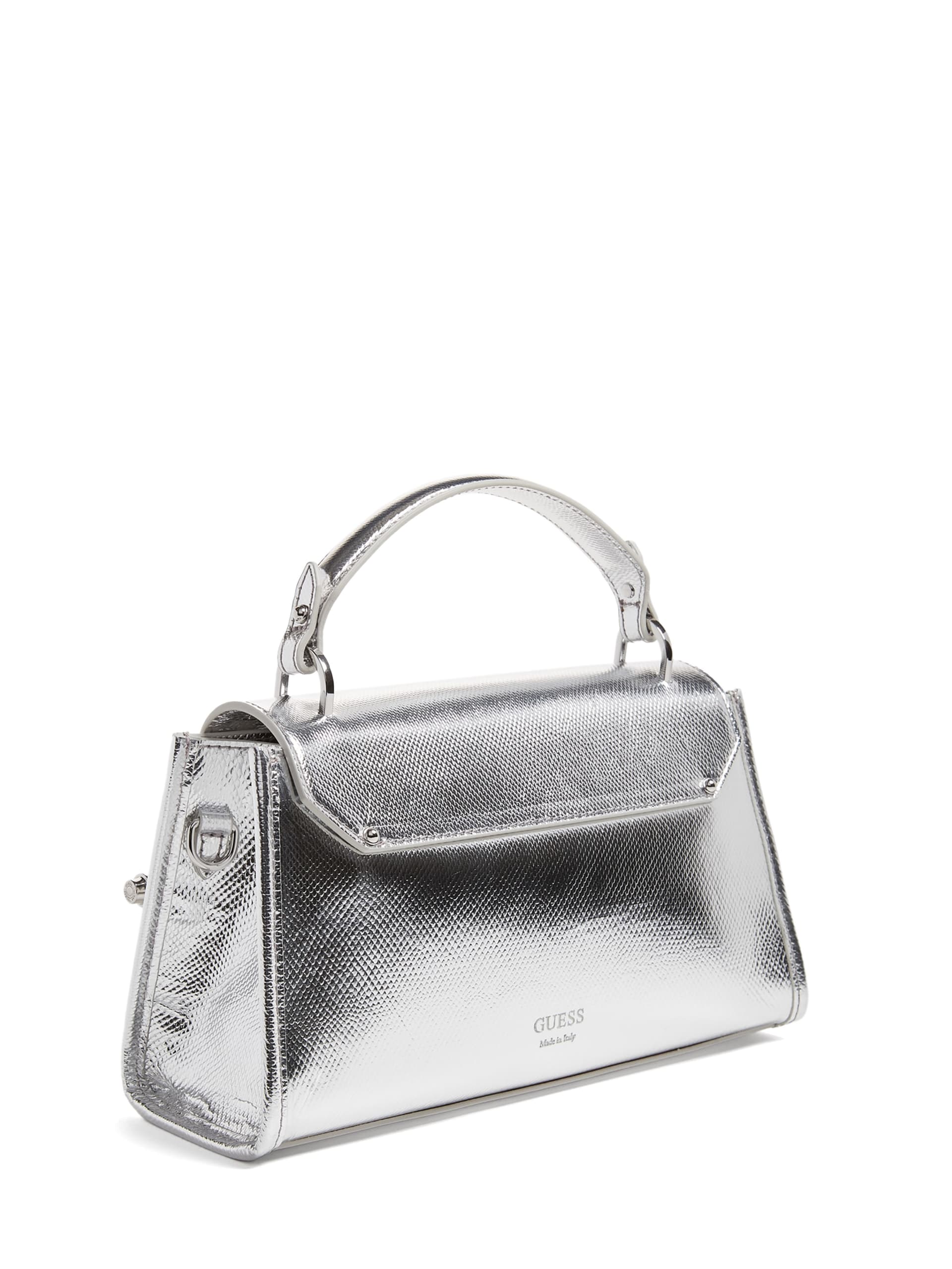 Bolsa de mão Iris em couro metálico