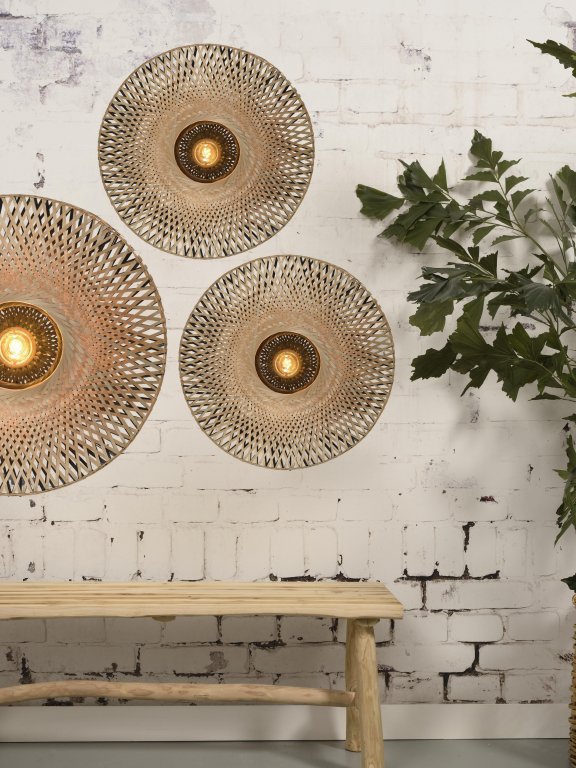 Good&Mojo Kalimantan wandlamp large Ø87 zwart/naturel