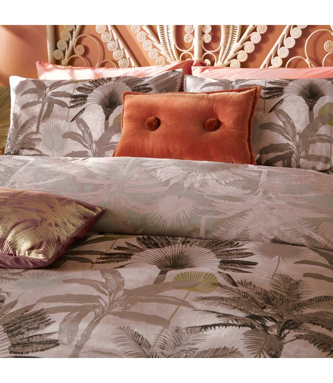 Furn - Parure de lit MALAYSIAN PALM (Rose) - UTRV2141