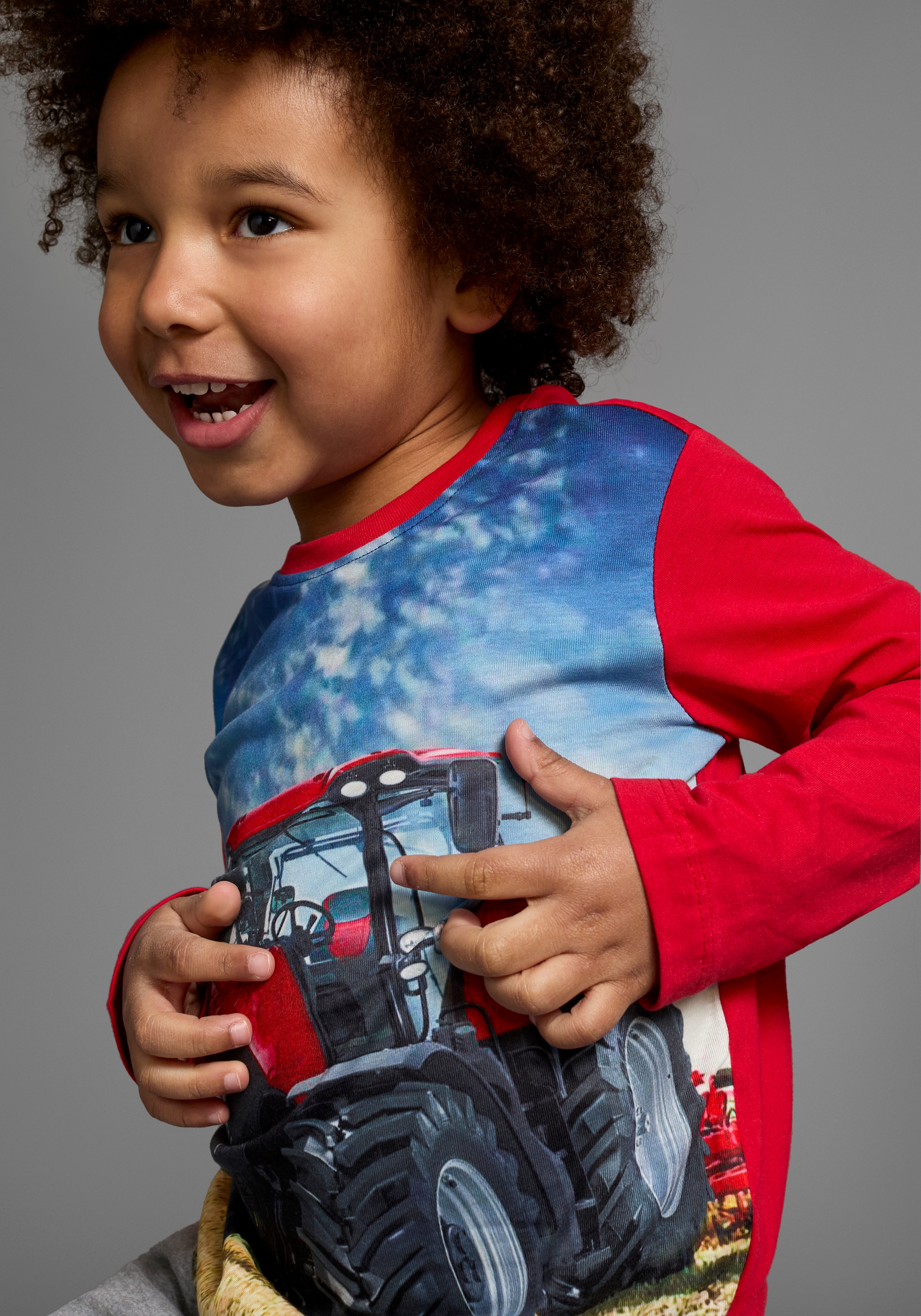 KIDSWORLD Langarmshirt »Traktoren«, 2 Stk. Langarm,  Basic-Passform,  bedruckt