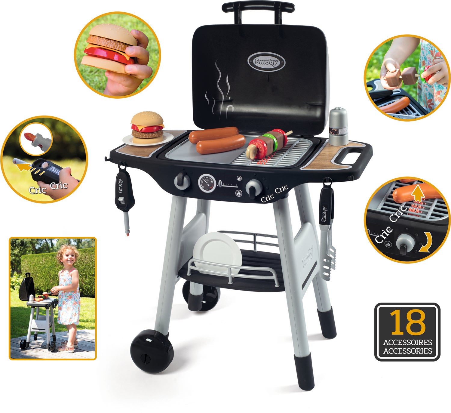 Smoby barbecue grill speel set zwart 50 x 37 x 72,2 cm